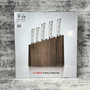 NIB Cangshan S1 Series 6-Piece Knife Set German Steel Walnut Block